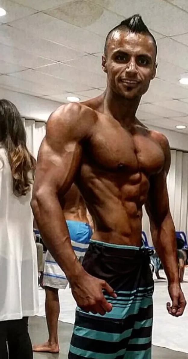 Naveed Lalzad backstage at a Men's Physique show